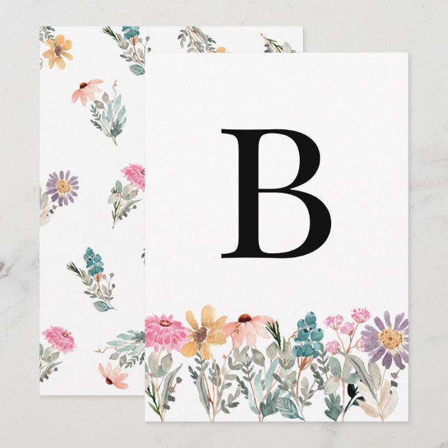 DIY Wildflower Event Letter Number Banner/Bunting Invitation (Front/Back)