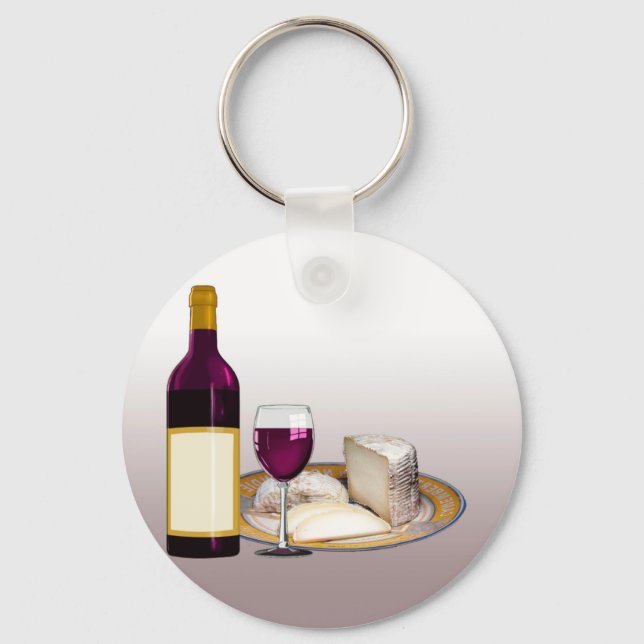 DIY WINE BOTTLE LABEL, WINE GLASS, CHEESE PERSONAL KEY RING (Front)