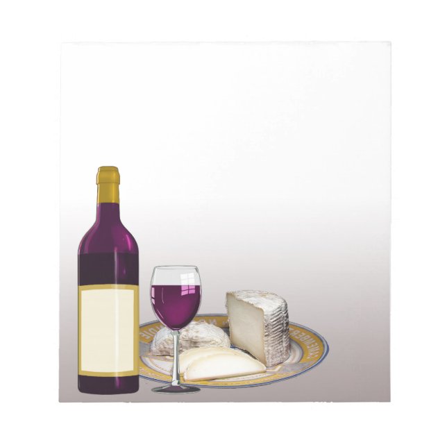 DIY WINE BOTTLE LABEL, WINE GLASS, CHEESE PERSONAL NOTEPAD (Front)