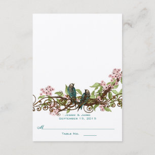 DIY you score fold Pink Vintage Birds Place Card