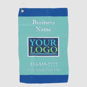 DIY Your Logo, Business Name Promo, Teal & Blue Golf Towel
