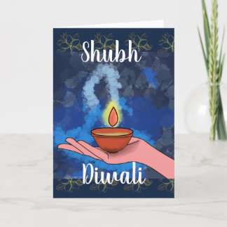Diya in hand Diwali Greetings Folded Holiday Card