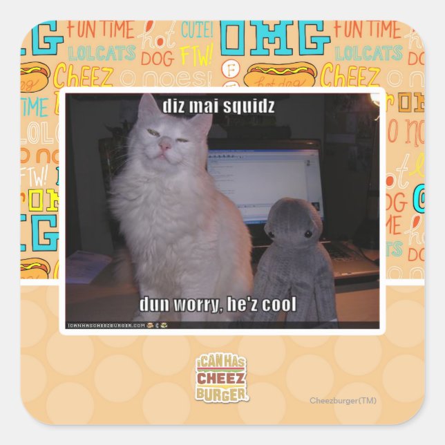 diz mai squidz square sticker (Front)