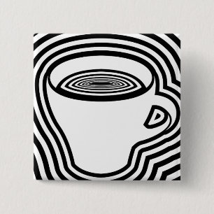 dizzy coffee 15 cm square badge