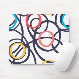 Dizzy Doodle Circles On White Mouse Mat