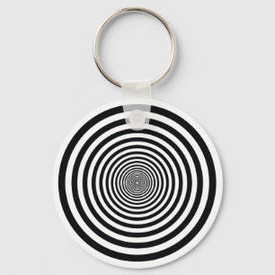 dizzy illusion black and white circle art vo1 key ring