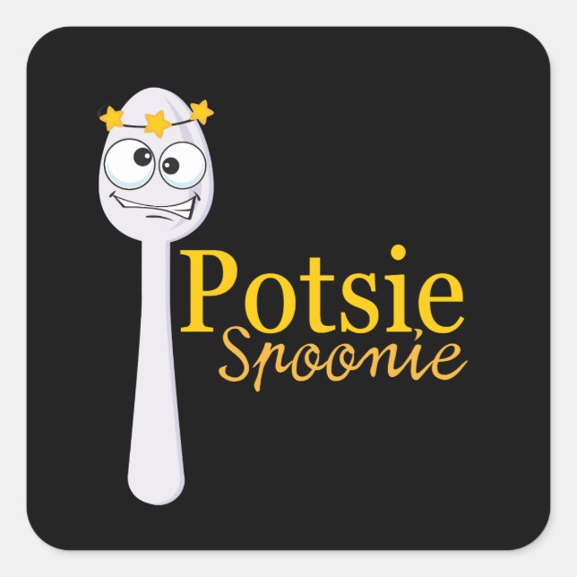 Dizzy Potsie Spoonie Square Sticker (Front)