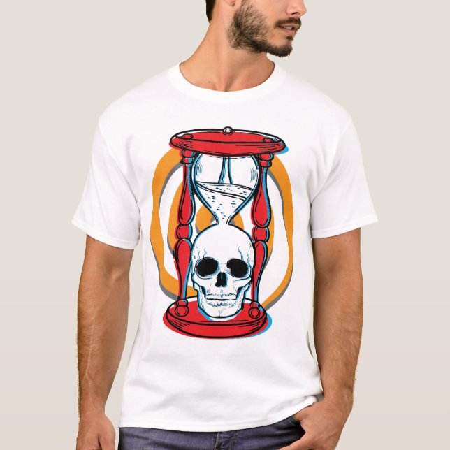 Dizzy skull and hourglass-for light shirts (Front)