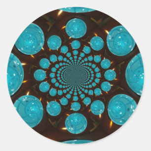 Dizzying Display of Cyan Lights Kaleidoscope Art Classic Round Sticker