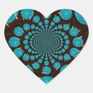 Dizzying Display of Cyan Lights Kaleidoscope Art Heart Sticker