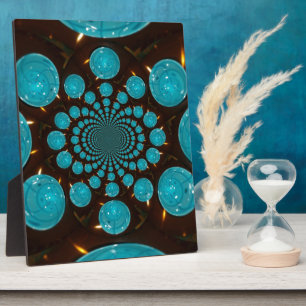 Dizzying Display of Cyan Lights Kaleidoscope Art Plaque