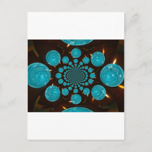 Dizzying Display of Cyan Lights Kaleidoscope  Art Postcard