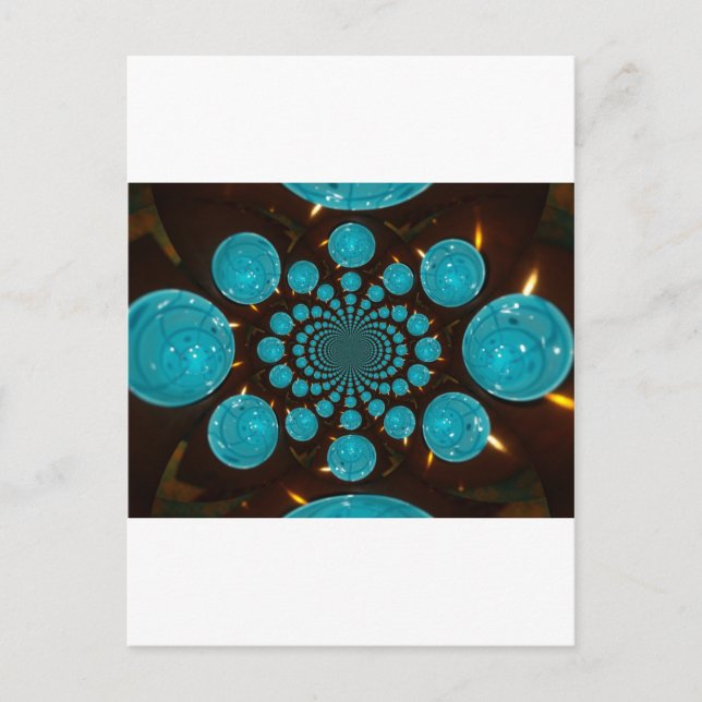 Dizzying Display of Cyan Lights Kaleidoscope  Art Postcard (Front)