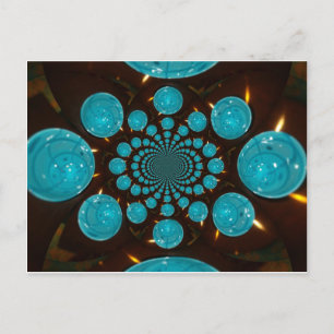 Dizzying Display of Cyan Lights Kaleidoscope  Art Postcard