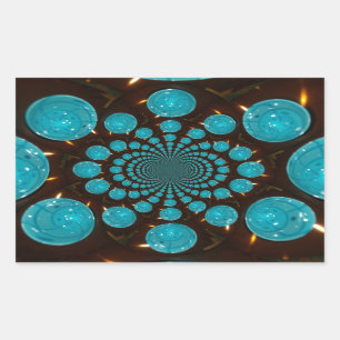 Dizzying Display of Cyan Lights Kaleidoscope  Art Rectangular Sticker