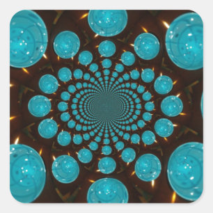Dizzying Display of Cyan Lights Kaleidoscope Art Square Sticker