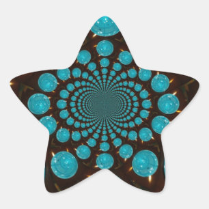 Dizzying Display of Cyan Lights Kaleidoscope Art Star Sticker