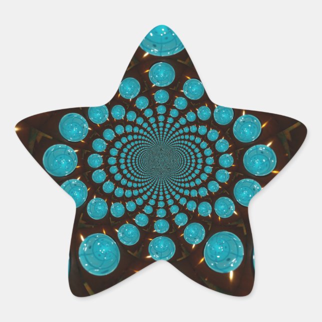 Dizzying Display of Cyan Lights Kaleidoscope  Art Star Sticker (Front)