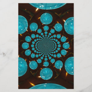 Dizzying Display of Cyan Lights Kaleidoscope  Art Stationery