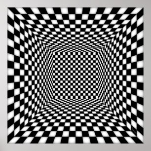 Dizzying Lighted Chequered Chamber Poster