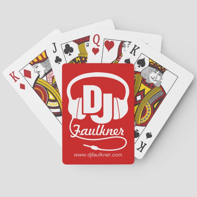 DJ add your name & contact red playing cards (Back)