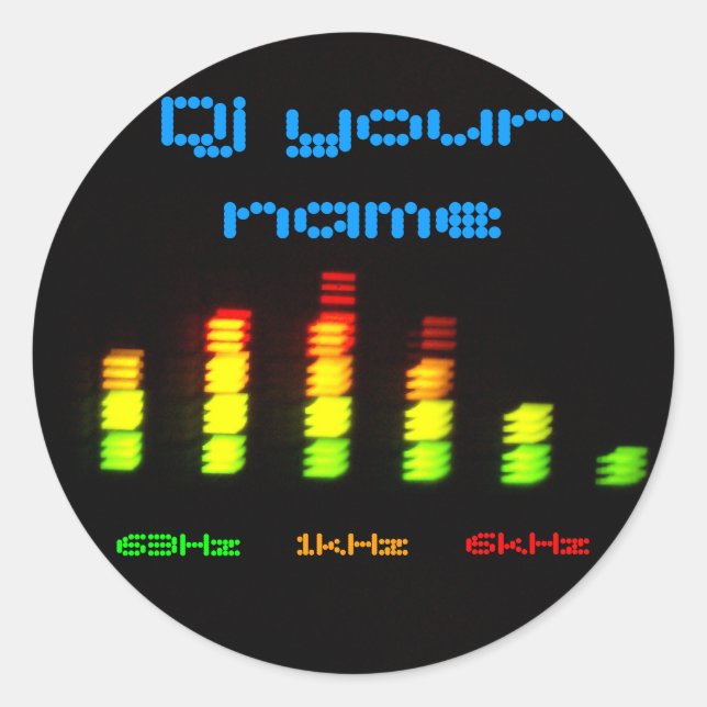 Dj Add your name Custom Equalizer Bar EQ Classic Round Sticker (Front)