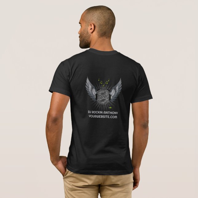 DJ and Disco Ball with Wings T-Shirt (Back Full)