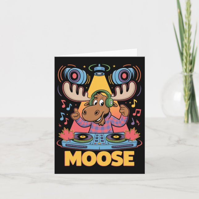Dj Animal Moose Mixing Beats Music Fun  Card (Front)