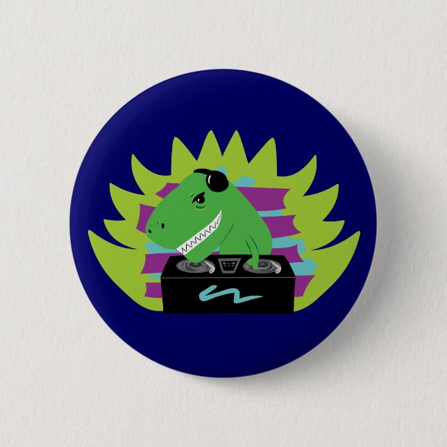 Dj-asaurus Rex 6 Cm Round Badge (Front)