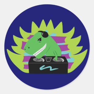 Dj-asaurus Rex Classic Round Sticker