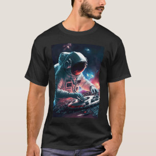 DJ Astronaut Turntable in Space Graphic for Men an T-Shirt