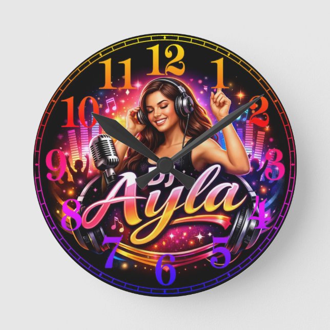 DJ AYLA 2 ROUND CLOCK (Front)