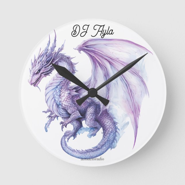 DJ Ayla dragon Round Clock (Front)