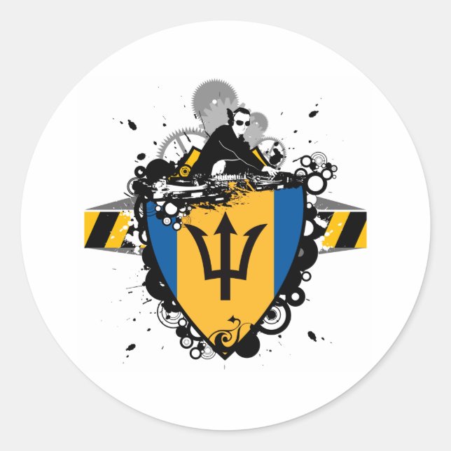 DJ Barbados Classic Round Sticker (Front)