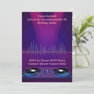 DJ Birthday Party Invitation - Customisable 