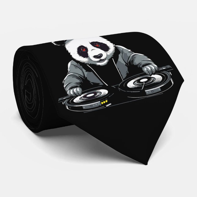 DJ Black and White Panda Tie (Rolled)
