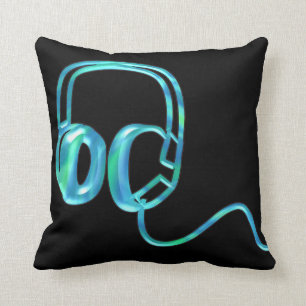 DJ Blue Earphones/Blue Record Pillow