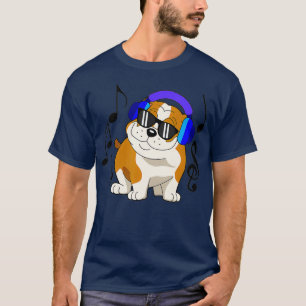 DJ Bulldog Dog Music Lover with Headphone Gift T-Shirt