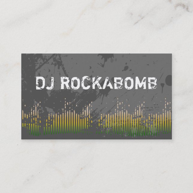 Dj Business Cards Yellow Music Bars (Front)
