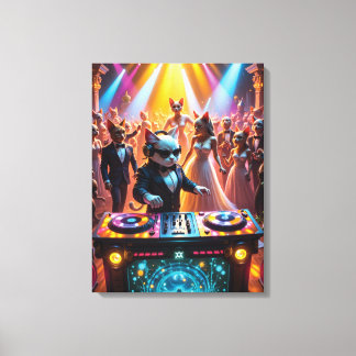 DJ Cat at a Glamourous Feline Ballroom Party Canvas Print