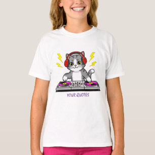 DJ Cat Cartoon – Cool Music Lover Illustration T-Shirt