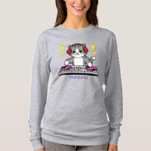 DJ Cat Cartoon – Cool Music Lover Illustration T-Shirt