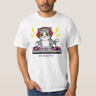 DJ Cat Cartoon – Cool Music Lover Illustration T-Shirt