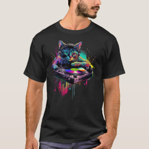DJ Cat Disco Cat Black Party Cat Cats T-Shirt