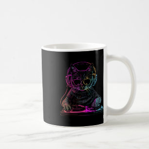 Dj Cat Edm Techno House Music Funny Cat Lover  Coffee Mug
