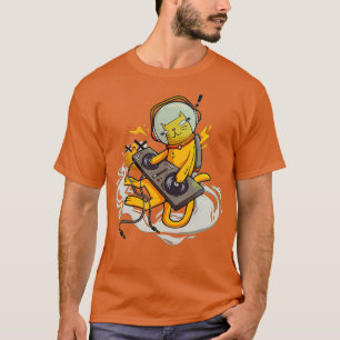 Dj Cat Funny Astronaut Animal Music Disc Jockey T-Shirt