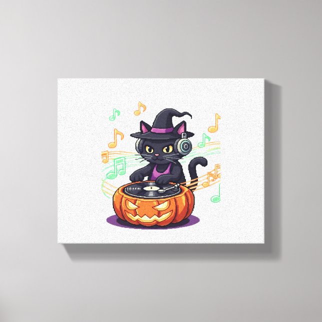 Dj cat halloween Oversized T-Shirt Canvas Print (Front)