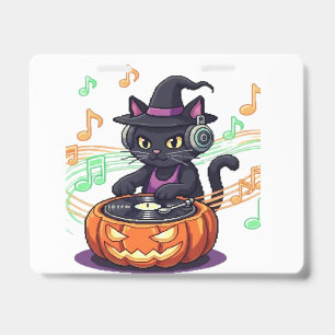 Dj cat halloween Oversized T-Shirt ID Badge