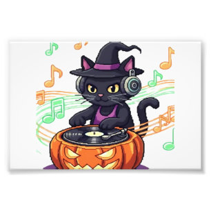 Dj cat halloween Oversized T-Shirt Photo Print