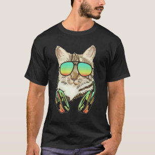 Dj Cat Headphones Kitten Music Producer T-Shirt